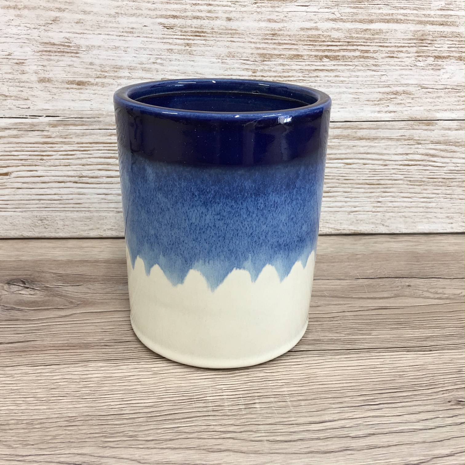Eightmood Small Bora Cobalt Blue Glazed Large Vase in Dipped Effect 12cm Gift 